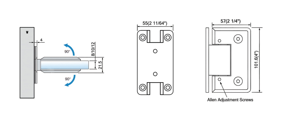 Adjustable Heavy Duty Shower Hinges L-5166