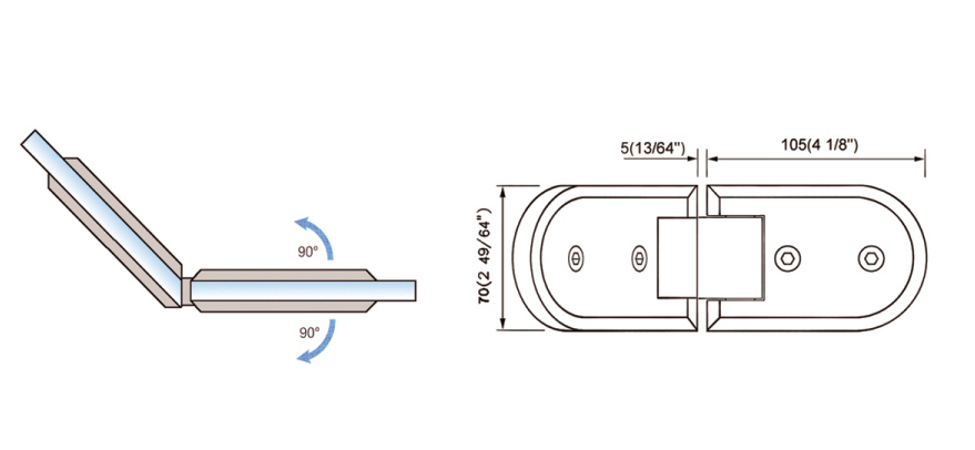 Standard Duty Shower Hinges Glass to Glass 135 Degree Glass Clamp Top Quality Hinge L-2134