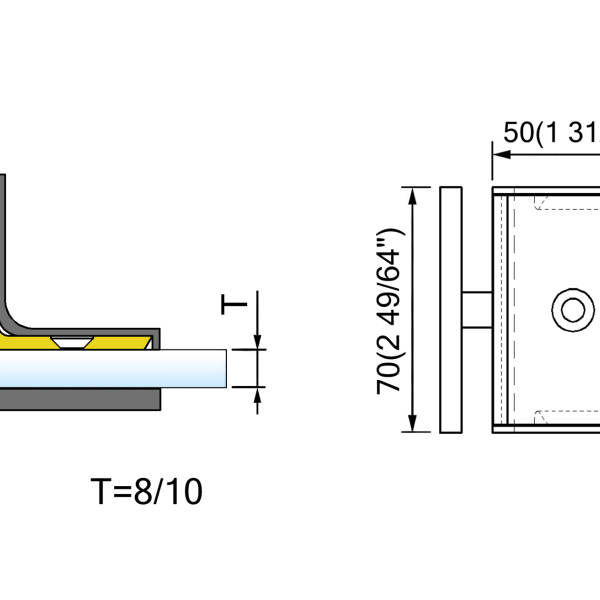 Square Corner Shower Glass Clamps with Covers l-5305