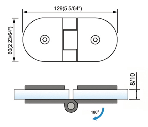 Standard Duty Shower Hinges Glass to Glass Shower  Hinge L-2412