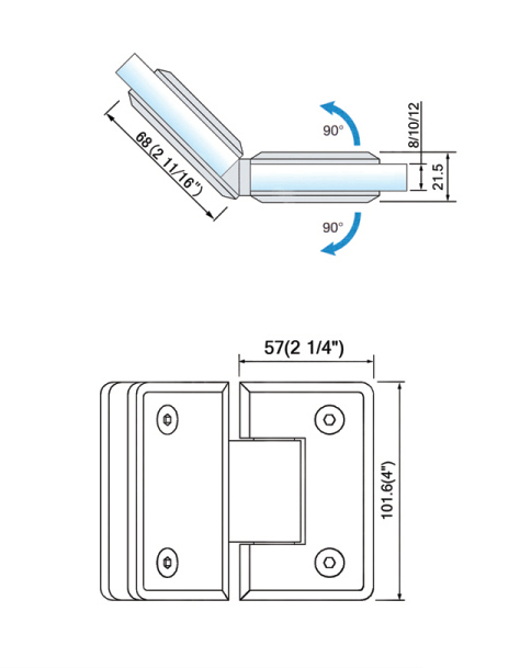 Heavy Duty Shower Hinges Glass To Glass For Glass Bathroom Door 135 Degree L-5114