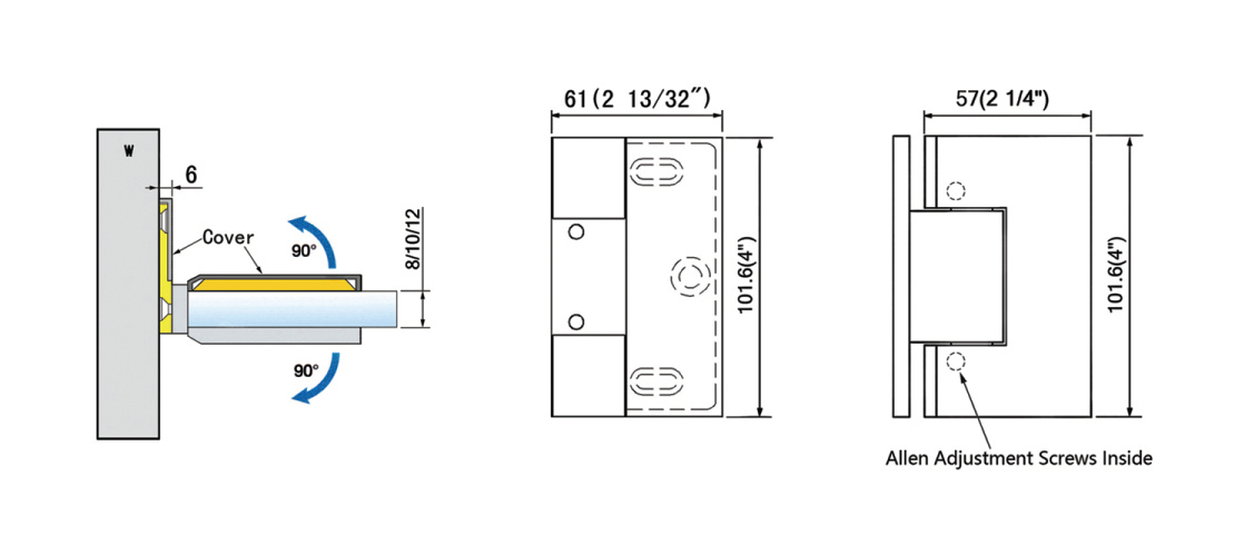 Professional Adjustable Heavy Duty Shower Hinges With Covers For Glass Shower Door L-5472