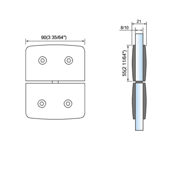 Pivot Shower  Hinges Glass to Fixed Transom Mount Glass Door Hinge Clamp L-2322