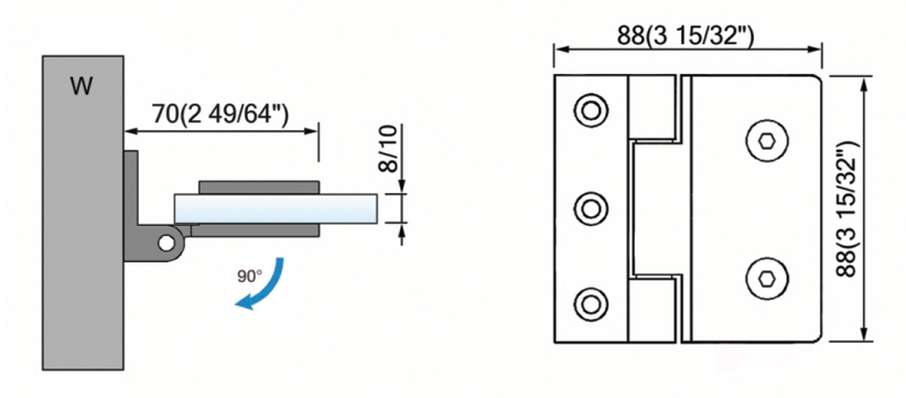 Standard Duty Shower Hinges Glass to Glass Shower  Hinge L-2419W