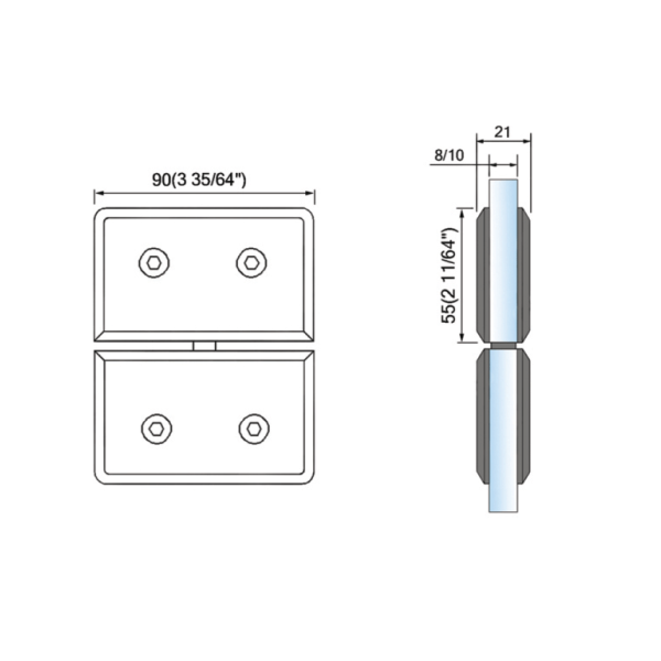 Pivot Shower  Hinges Glass to Fixed Transom Mount Glass Door Hinge Glass Connectors L-2332