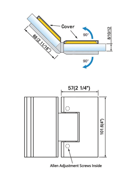  Adjustable Heavy Duty Shower Hinges with covers L-5474