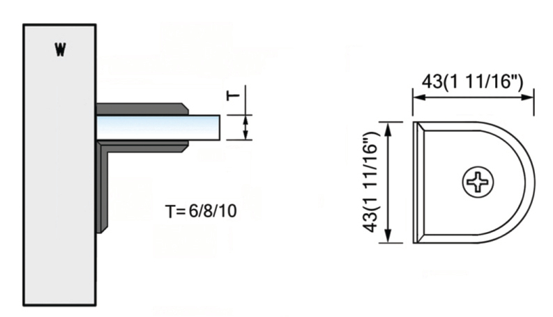 Beveled Edge Shower Glass Clamps 90° Wall-to-Glass L-2532