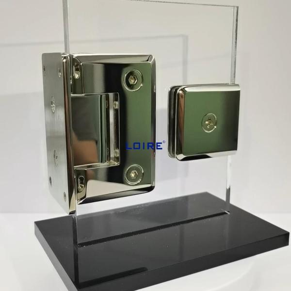 Hot Sell Standard Duty Shower Hinges Wall Mount 90 degree Glass Clamp Full Back Plate Glass Door Hinge L-2111