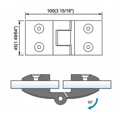 Standard Duty Shower Hinges Glass to Glass Shower  Hinge L-2482