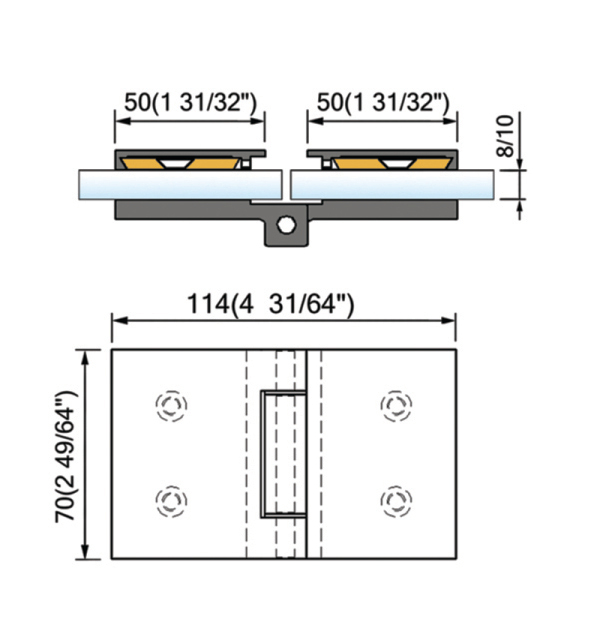 Standard Duty Shower Hinges With Covers Glass to Glass Bathroom Door Clamps L-5202