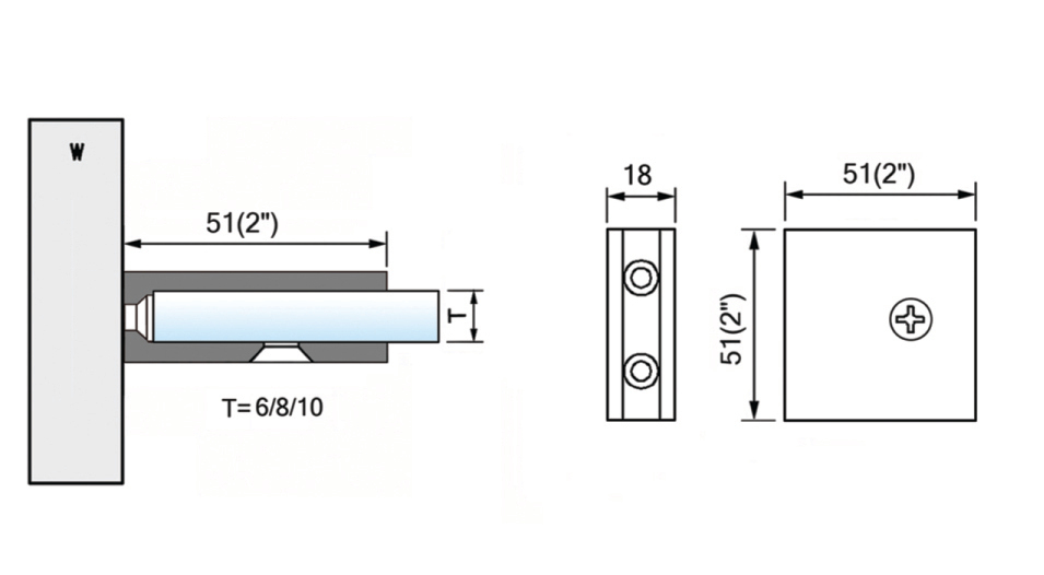 Square Corner Shower Glass Clamps Wall Mount Brass Glass Connector L-2631
