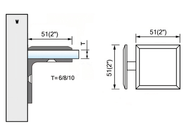 Square Corner Shower Glass Clamps Glass to Glass 90 degree Bathroom Accessories L-2685