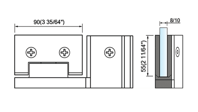 Pivot Shower  Hinges Top Or Bottom Mount Glass Door Hinge With Attached U Clamp L-2373