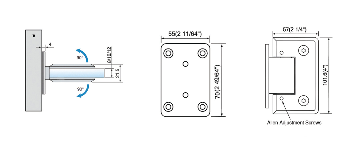 Adjustable Heavy Duty Shower Hinges L-5167