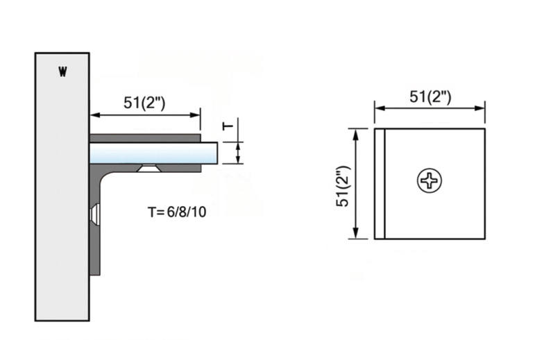 Square Corner Shower Glass Clamps Wall To Glass Brass Glass Clips L-2642