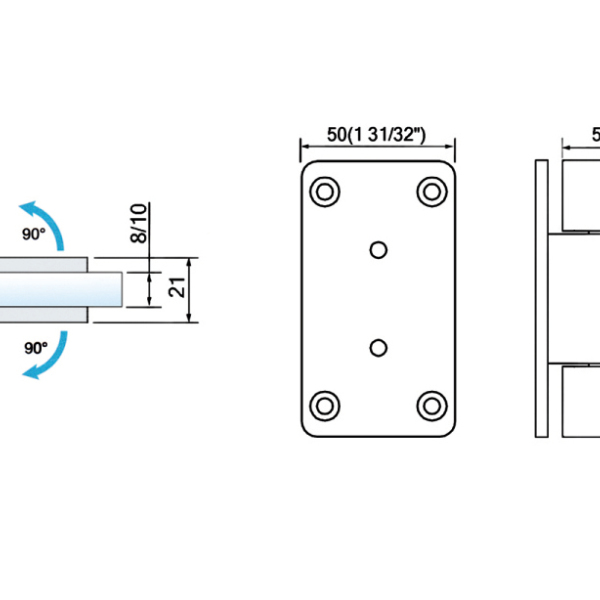 China Manufacturing Standard Duty Shower Hinges Wall Mount Glass Clamp Full Back Plate Factory Price L-2111W