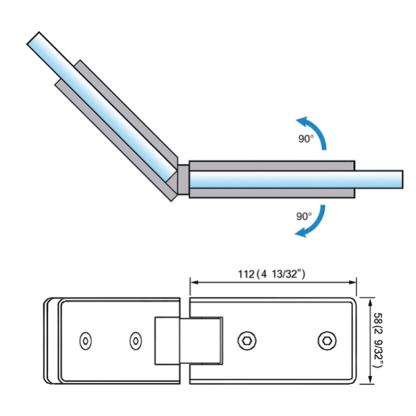 Standard Duty Shower Hinges Glass to Glass 135 Degree Glass Clamp Custom Made Hinge L-2144