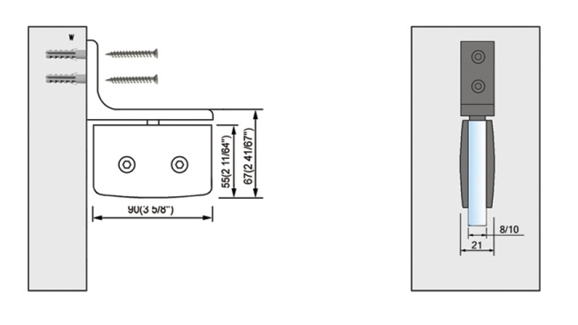 Pivot Shower  Hinges Wall Mount Glass Door Clip Hardware Manufacturer L-2355