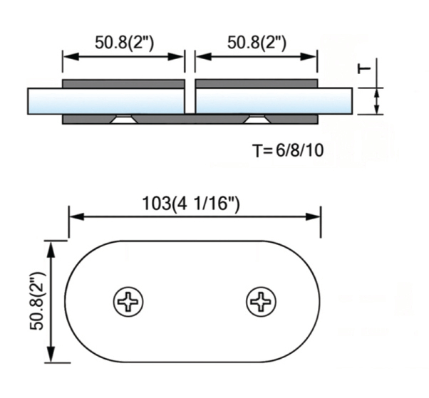 Stainless steel Shower glass clamps 180°Glass to Glass L-2504