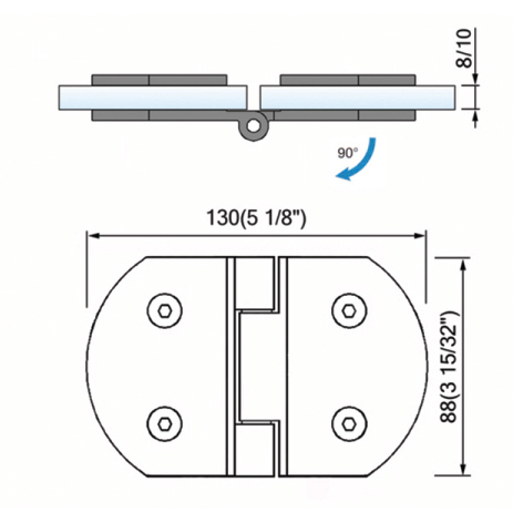 Standard Duty Shower Hinges Glass to Glass Shower  Hinge L-2420