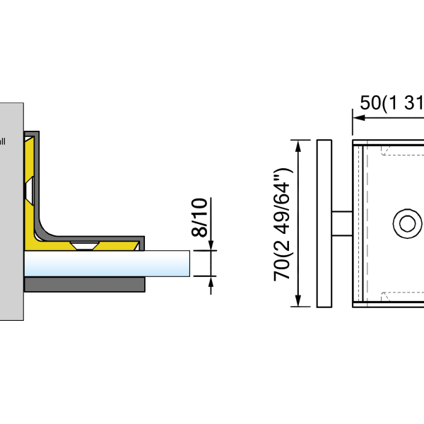 Square Corner Shower Glass Clamps With Covers Bathroom Door Hinge L-5302 China Factory