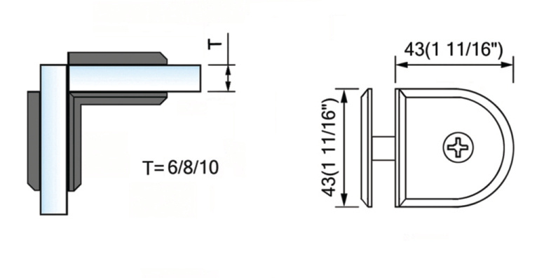 Beveled Edge Shower Glass Clamps 90° Glass-to-Glass L-2535