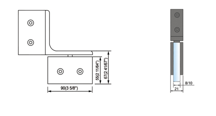 Pivot Shower  Hinges Inline Panel Mount Glass to Glass Glass Door Clamp L-2354