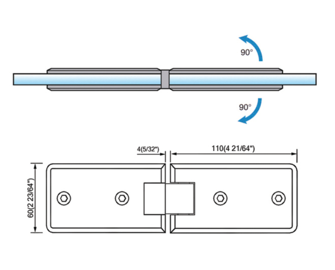 Standard Duty Shower Hinges 180° Glass-to-Glass L-2163