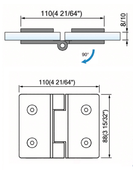 Standard Duty Shower Hinges Wall to Glass Wall Shower Door Hinge L-2419