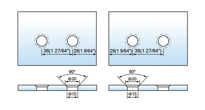 Standard Duty Shower Hinges With Covers Glass to Glass Bathroom Door Clamps L-2403