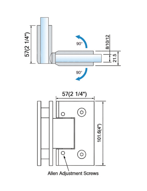 Adjustable Heavy Duty Shower Hinges Wall Mount For Glass Shower Door 90 Degree L-5175