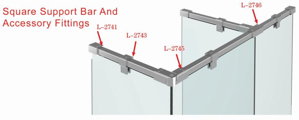 Brass Square Style Shower Support Bars Accessories Connectors For Shower Bars L-2741