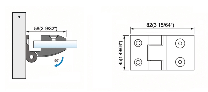 Standard Duty Shower Hinges Wall to Glass Shower  Hinge L-2481