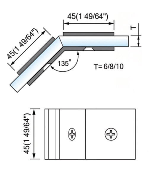 Stainless Steel Shower Glass Clamps - L-2526