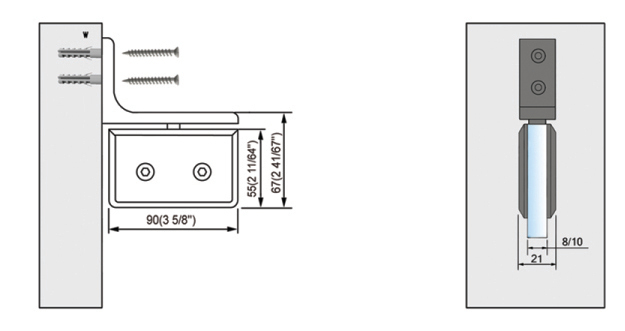 Pivot Shower  Hinges Wall Mount Glass Door Hinge Glass Fixed Clip L-2351