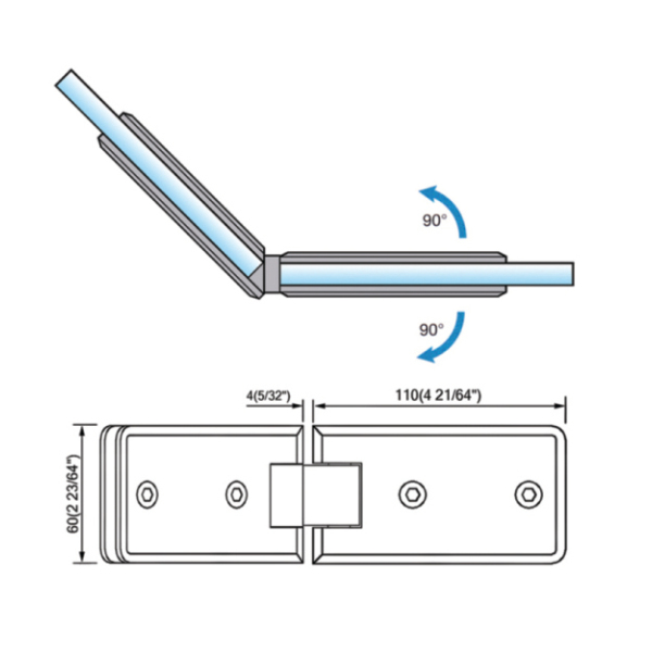 Standard Duty Shower Hinges 135° Glass-to-Glass L-2164