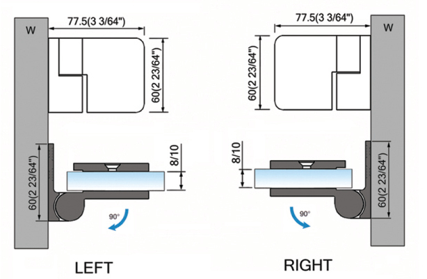 Standard Duty Shower Hinges Wall to Glass Shower  Hinge L-2431