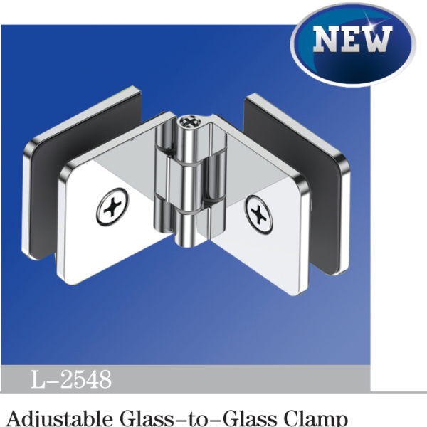 Beveled Edge Shower Glass Clamps Adjustable Glass-to-Glass Clamp L-2548