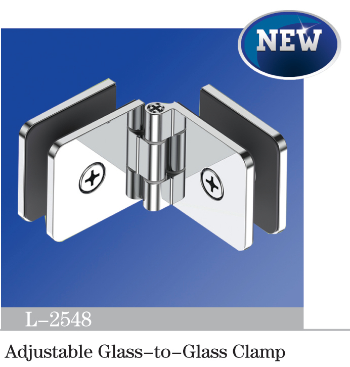 Beveled Edge Shower Glass Clamps Adjustable Glass-to-Glass Clamp L-2548