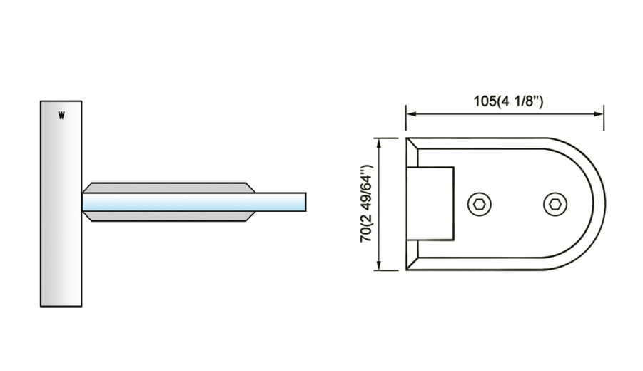 Wall Mount Standard Duty Shower Hinges Wall to Glass Clamp L-2130