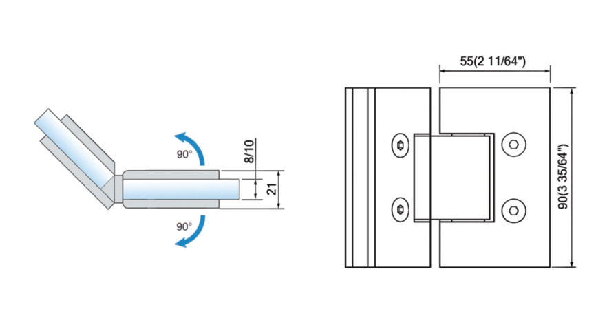 Standard Duty Shower Hinges L-2124W