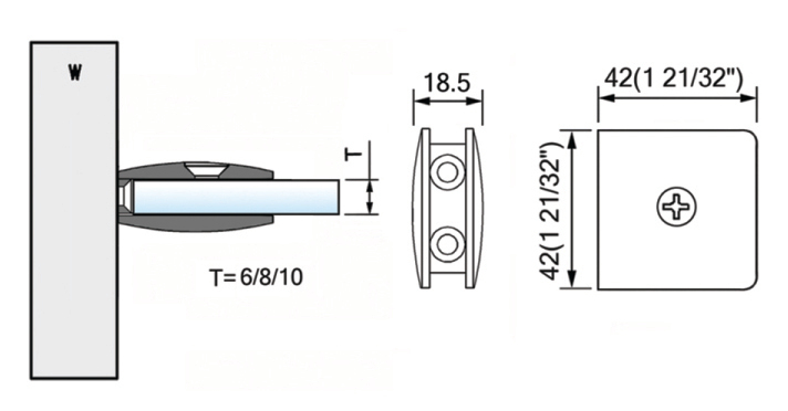 Beveled Edge Shower Glass Clamps Wall Mount Brass Glass Connector L-2621