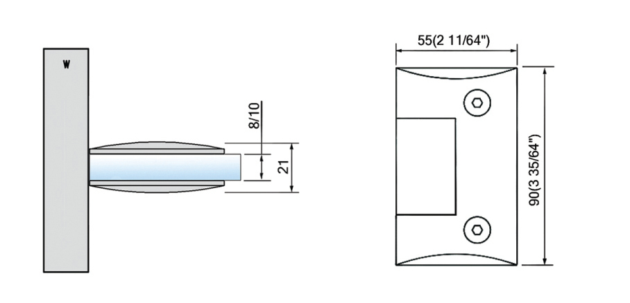 Standard Duty Shower Hinges Wall Mount Glass Hardware Door Hinge L-2190