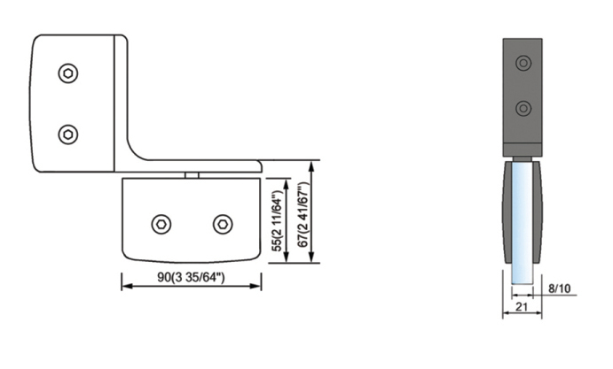 Pivot Shower  Hinges Inline Panel Mount Glass to Glass Glass Door Clip Factory Price L-2356