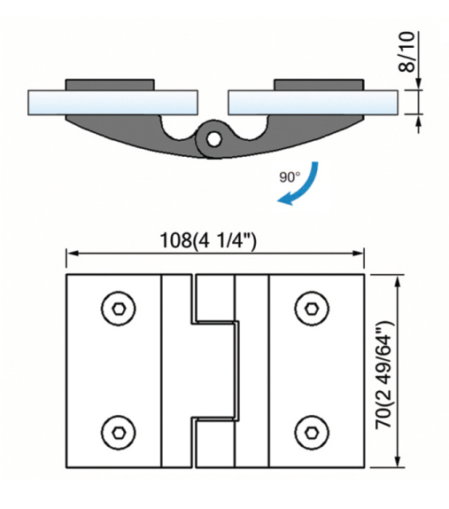 Standard Duty Shower Hinges Glass to Glass Shower  Hinge L-2418