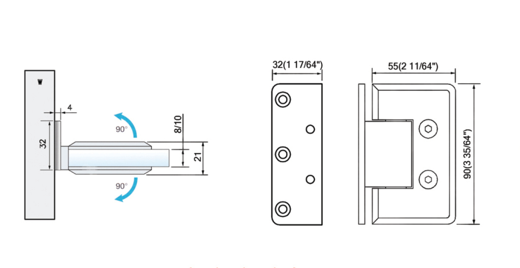 Standard Duty Shower Hinges L-2112W