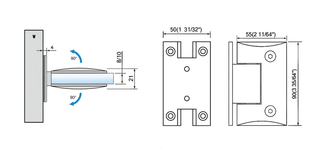 Standard Duty Shower Hinges Wall Mount Door Hinge Bathroom Accessories L-2196