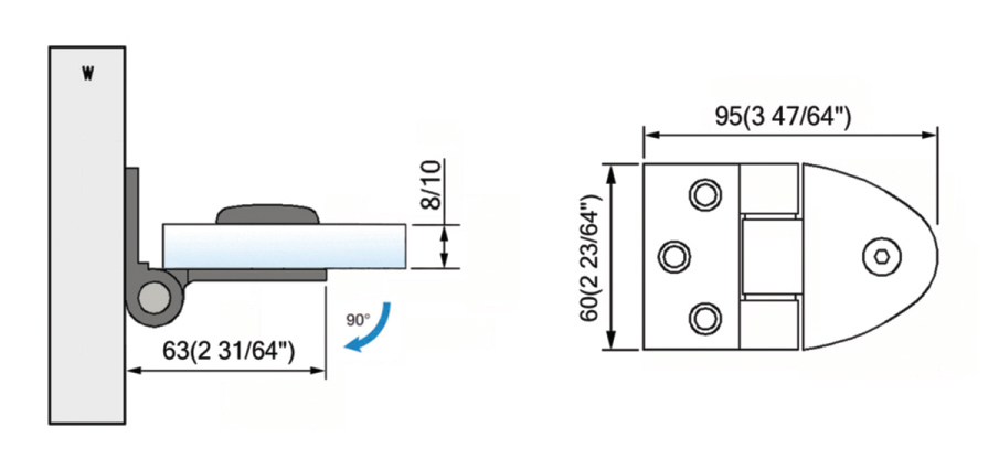 Standard Duty Shower Hinges Wall to Glass Shower  Hinge L-2421