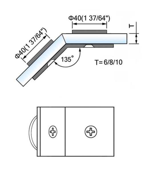 Square Corner Shower Glass Clamps Glass To Glass Shower Hinge 135 Degree L-2656