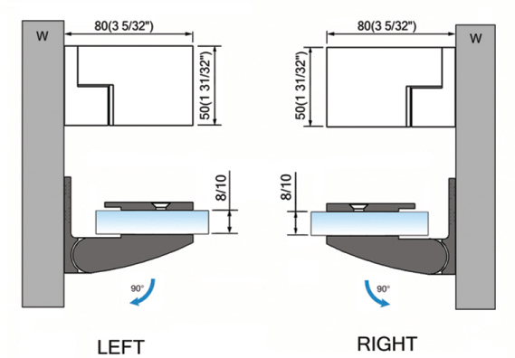 Standard Duty Shower Hinges Wall to Glass Shower Hinge L-2414W